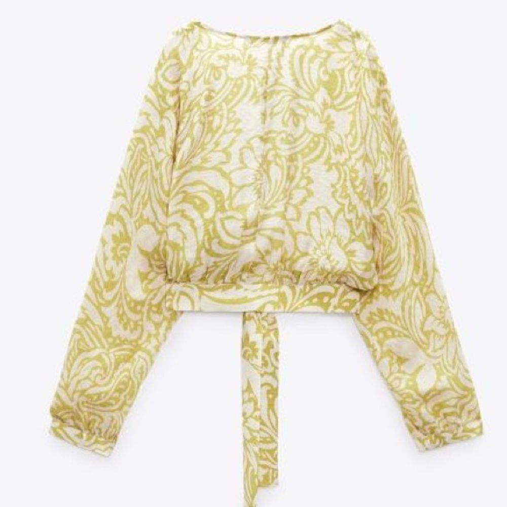 ZARA PRINTED WRAP TOP WITH TIE DETAIL - Picture 10 of 10